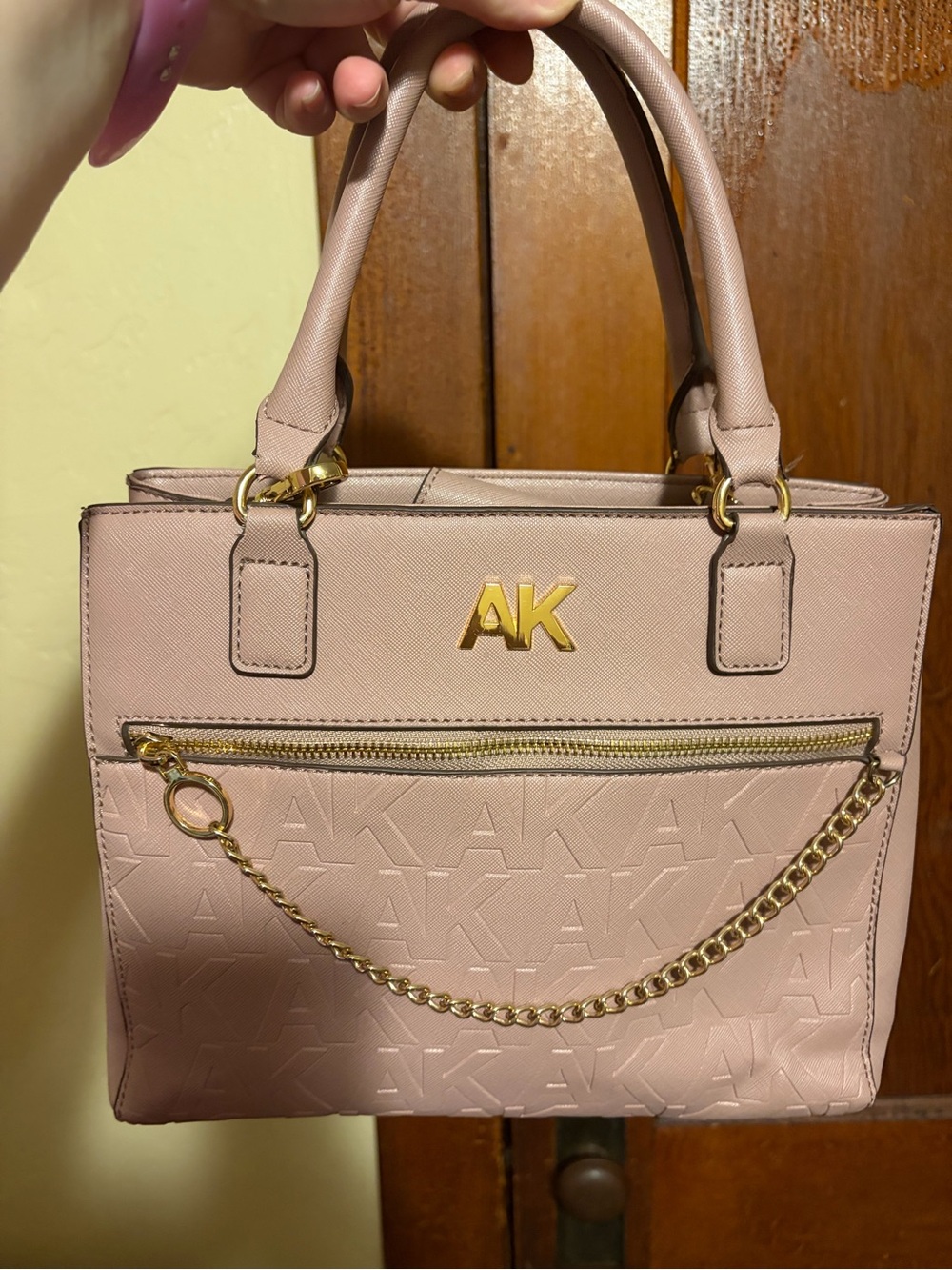 Anne Klein Blush Pink Satchel with Gold Hardware
